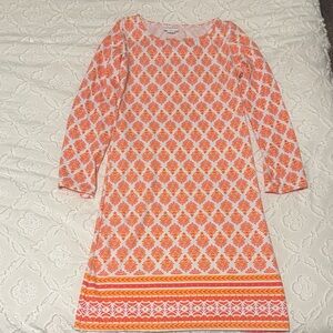 Cabana Life Orange and White Long Sleeve Dress
